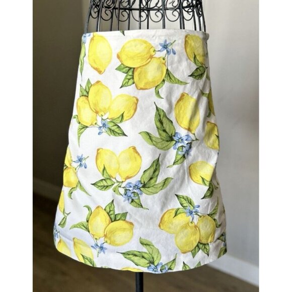 Talbots Lemons Blossom Canvas Printed Above Knee Lined Skirt Size 8 - Picture 1 of 5